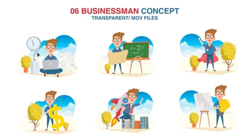 Flat Design Businessman Concept Character Animations