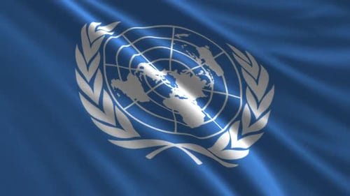 Waving United Nations Flag with Green Screen and Alpha Matte