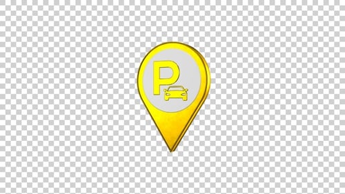 Animated Golden 3D Parking Location Pin Icon