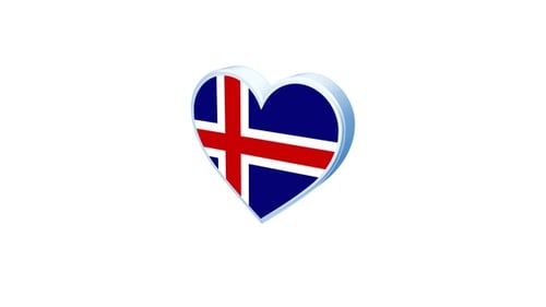Animated 3D Icelandic Flag Heart Emblem