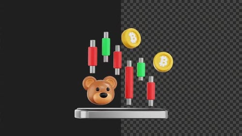 Animated 3D Candlestick Chart Crypto Trading Bear Market