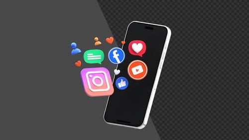 3D Smartphone with Social Media | Alpha Channel