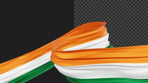 Drapeau indien élégant et fluide, couleurs, animation de mouvement, arrière-plan transparent