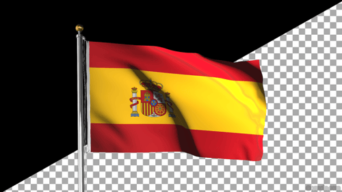 Realistic Waving Spanish Flag on Flagpole Loop