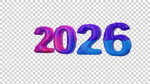 3D 2026 Mehrfarbiger Text für Neujahrsfeier