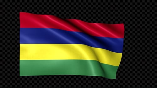 Realistic Waving Flag of Mauritius with Alpha Channel