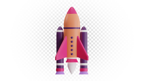 3D Rendering of a Colorful Rocket Spacecraft Isolated on White Background