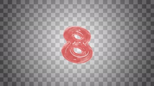 Red Fluid Number 8 Animation for Celebrations