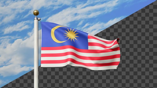 Realistic Waving Malaysia Flag 3D Animation