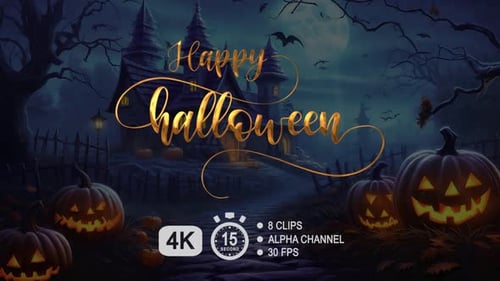 Decorative Happy Halloween Calligraphy Text Reveal