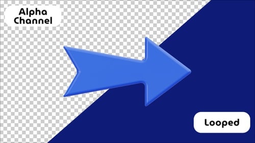 Loop de ícone de seta para frente azul animado em 3D | Alpha Channel
