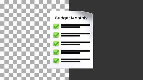 3D Animation of Monthly Budget Checklist | Alpha Channel