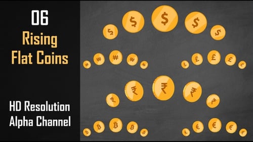 Rising Flat Currency Coins Master Pack – 6 Seamless Loops