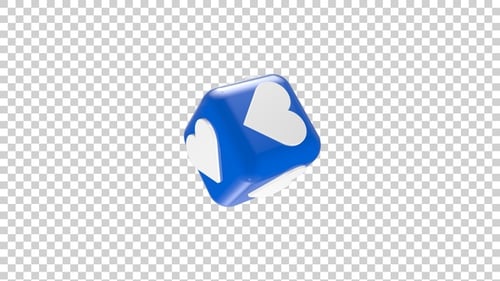 Rotating 3D Blue Heart Cube with Alpha Channel