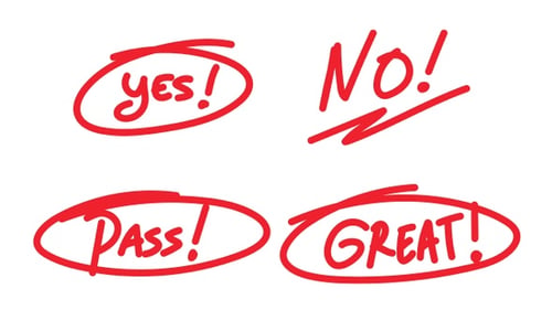 Animated Hand Drawn Text Titles: Yes, No, Pass, Great