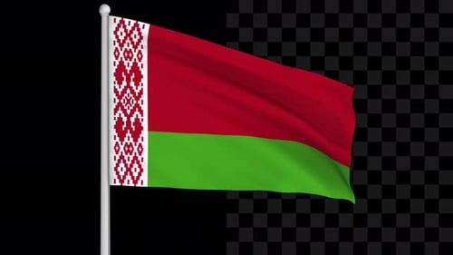 Belarus National Flag Waving with Alpha Channel