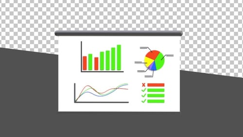 3D Projection Screen with Marker Drawing Line Graph | Alpha Channel