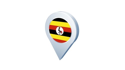 3D Spinning Location Pin with Uganda Flag for Travel