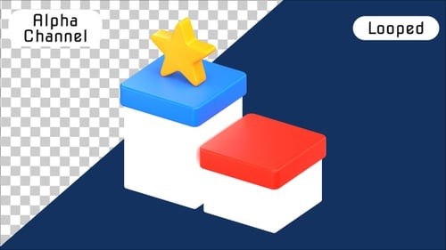 Animação 3D Podium Success Star | Alpha Channel