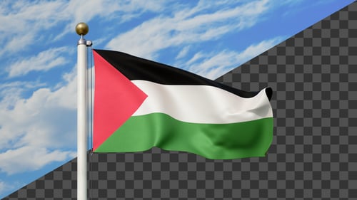Waving Flag of Palestine Realistic Animation