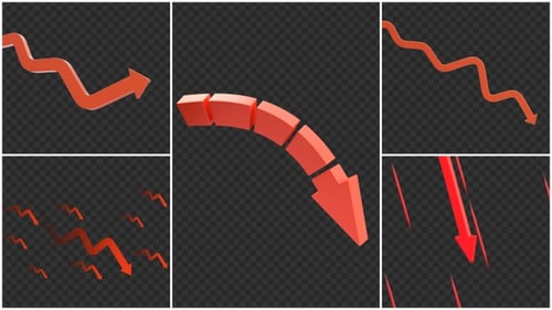 3D Graph Arrow Down Bundle | Alpha Channel