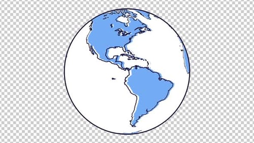 Animated Sketch Style Earth Globe Rotation