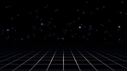 Retro Futurism Starfield Grid Background Loop