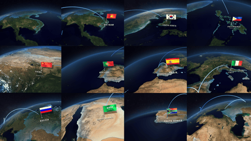 Global Journey: Realistic 3D Animation of 10 Countries on an Interactive Globe