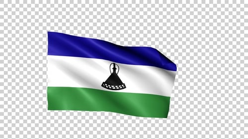 Animated Flag of Lesotho Waving with Alpha Channel