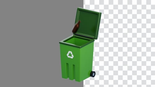 3D Animation of Recycle Bin Efficient Waste Disposal System | Alpha Channel