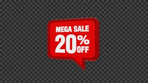 Animated Mega Sale 20 Percent Off Speech Bubble