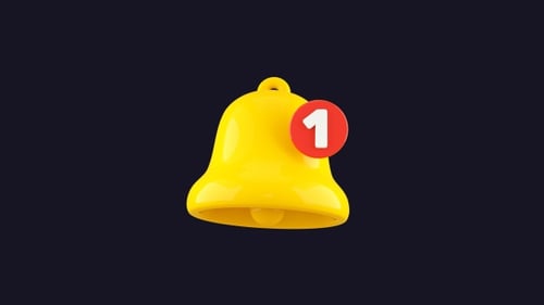 3D Notification Bell Ringing with Alert Badge Animation