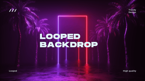 Futuristic Neon Portal with Glowing Palm Trees Loop