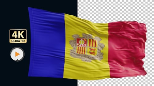 Waving Flag of Andorra Realistic Animation
