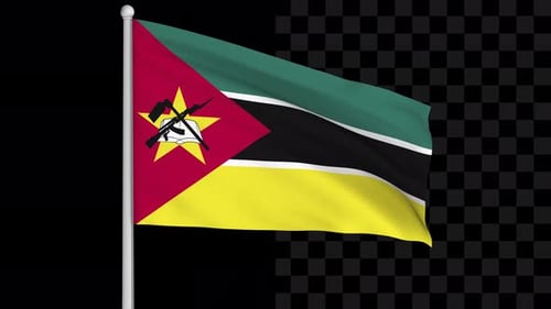 Realistic Waving Flag of Mozambique Loop