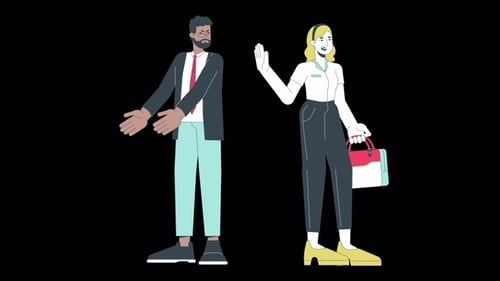 Leaving office on time line cartoon animation