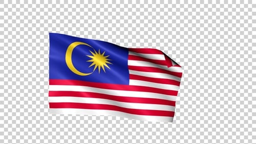 Realistic Waving Malaysian Flag Animation with Alpha Channel