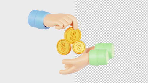 3D Cartoon Hands Receiving Money Animation