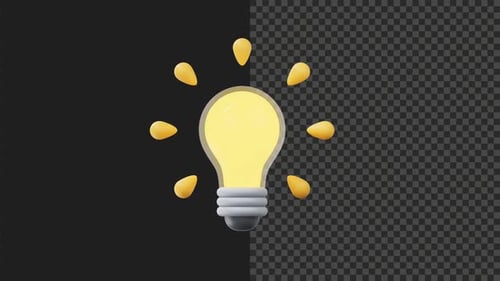 3D Cute Stylized Light Bulb Animation | FHD | Alpha Channel | Transparent | 6s