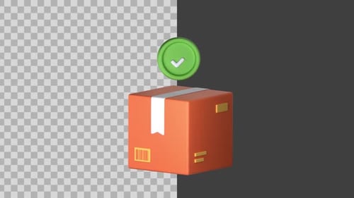 Animated 3D Package Delivered with Checkmark Icon