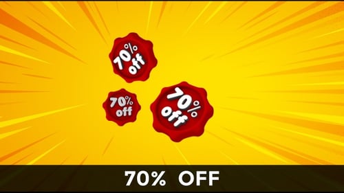 Animated 70 Percent Off Discount Seals