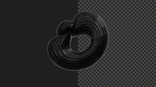 Looping Abstract Glossy Black Fluid 3D Morphing Shape