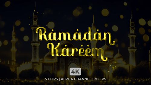 Decorative Golden Ramadan Kareem Text Reveal Animation