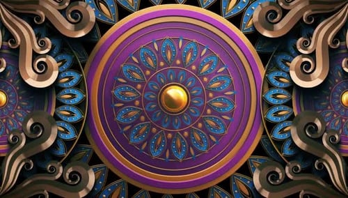 Ornate Golden Mandala Rotating Seamless Loop Background