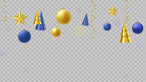 Festive Blue and Gold Christmas Ornaments Animation Loop