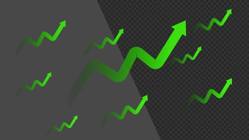 Animation 3D de la reprise boursière financière Green Arrow | Alpha Channel