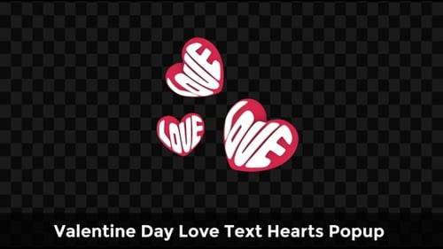 Valentine Day Love Text Hearts Popup Animation