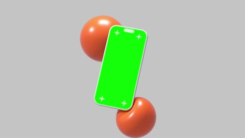 Floating Smartphone Green Screen Mockup with Spheres