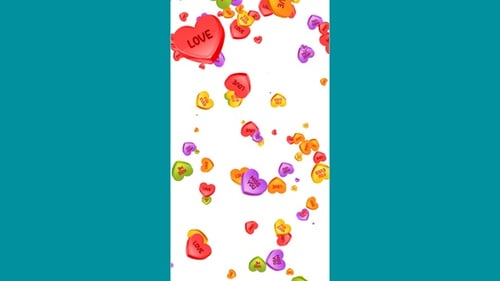 Vertical Conversation Hearts Falling Alpha Loop