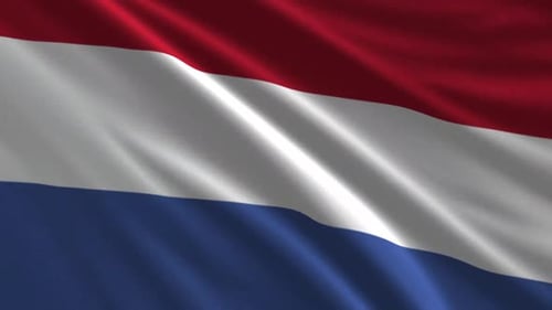 Realistic Waving Netherlands Flag Animation with Alpha Channel
